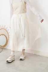 Cream 2 ways premium skirt w/ chiffon layering