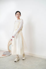 Cream 2 ways premium skirt w/ chiffon layering