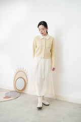 Cream 2 ways premium skirt w/ chiffon layering
