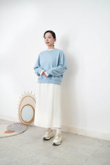 Sky blue spring pullover w/ embroidery