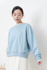 Sky blue spring pullover w/ embroidery