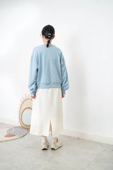 Sky blue spring pullover w/ embroidery