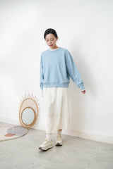 Sky blue spring pullover w/ embroidery