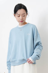 Sky blue spring pullover w/ embroidery