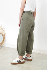 Khaki balloon pants w/ double layering