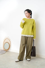 Lime boat neck soft sweater