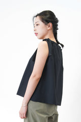 Black stripes vest w/ adj. ribbon details