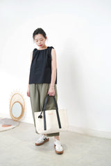 Black stripes vest w/ adj. ribbon details
