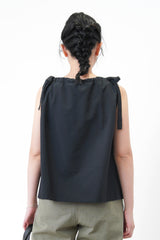 Black stripes vest w/ adj. ribbon details