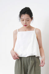 White cami square neck cami / balloon hem