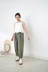White cami square neck cami / balloon hem