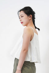 White cami square neck cami / balloon hem