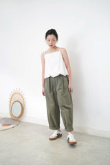 White cami square neck cami / balloon hem