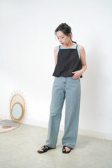 Black cami square neck cami / balloon hem