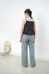 Black cami square neck cami / balloon hem