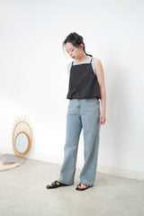 Black cami square neck cami / balloon hem