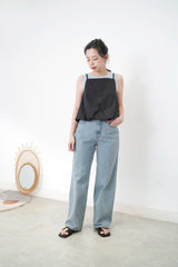Black cami square neck cami / balloon hem