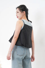 Black cami square neck cami / balloon hem