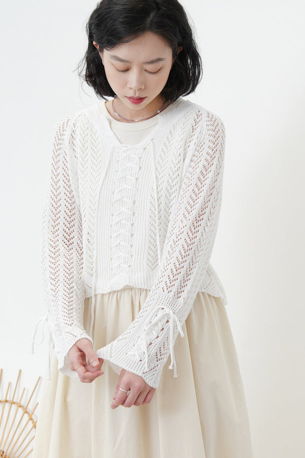 White net crochet top
