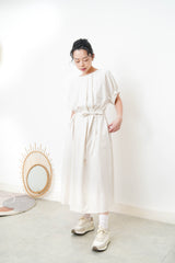 Beige pleats dress w/ waist straps