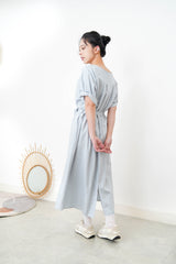 Blue pleats dress w/ waist straps