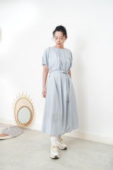 Blue pleats dress w/ waist straps