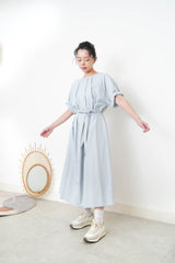 Blue pleats dress w/ waist straps