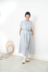 Blue pleats dress w/ waist straps