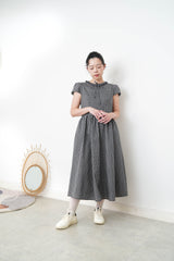 checked dolly dress w/ mushroom sleeves