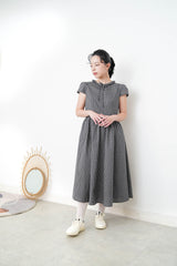 checked dolly dress w/ mushroom sleeves