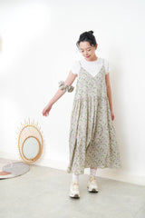 Grey floral cami dress w/ hair scrunchies