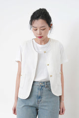 White premium vest w/ round hem
