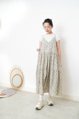 Grey floral cami dress w/ hair scrunchies