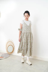 Grey floral cami dress w/ hair scrunchies