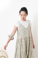 Grey floral cami dress w/ hair scrunchies