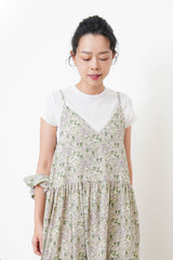 Grey floral cami dress w/ hair scrunchies