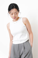 White round hem vest in lace fringe