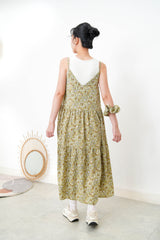 Mustard floral cami dress w/ hair scrunchies