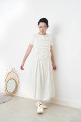 Cream cami dress in detail pleats