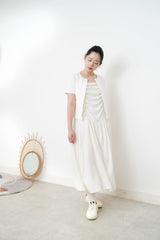 Cream cami dress in detail pleats