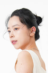 Silver double rings ear cuff