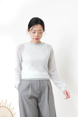 White round hem vest in lace fringe