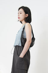 Black premium leather bag in 2 ways