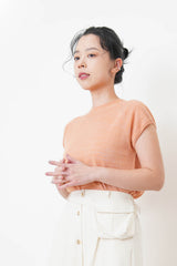 Peach thin knit high neck top