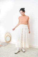 Peach thin knit high neck top