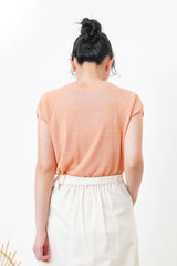 Peach thin knit high neck top