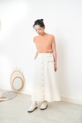 Peach thin knit high neck top