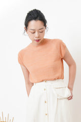 Peach thin knit high neck top