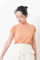 Peach thin knit high neck top