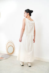 Cream ruffle collar vest in mesh layering